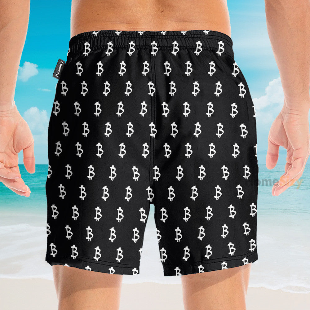 Black And White Bitcoin Pattern - Hawaiian Shirt & Beach Shorts