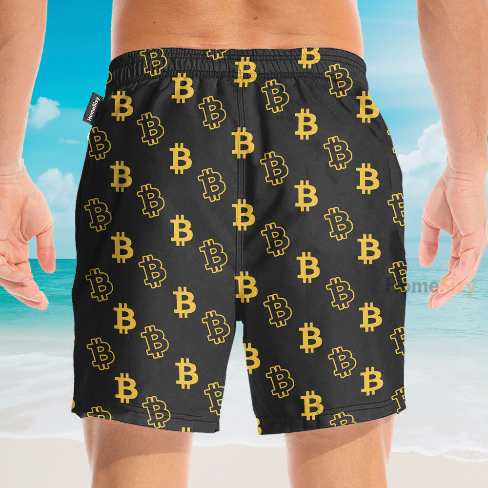Seamless Bitcoin Men's Button's Up Shirts - Hawaiian Shirt & Beach Shorts
