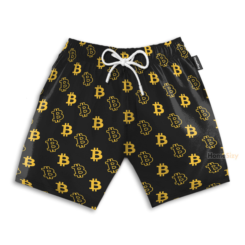 Seamless Bitcoin Men's Button's Up Shirts - Hawaiian Shirt & Beach Shorts