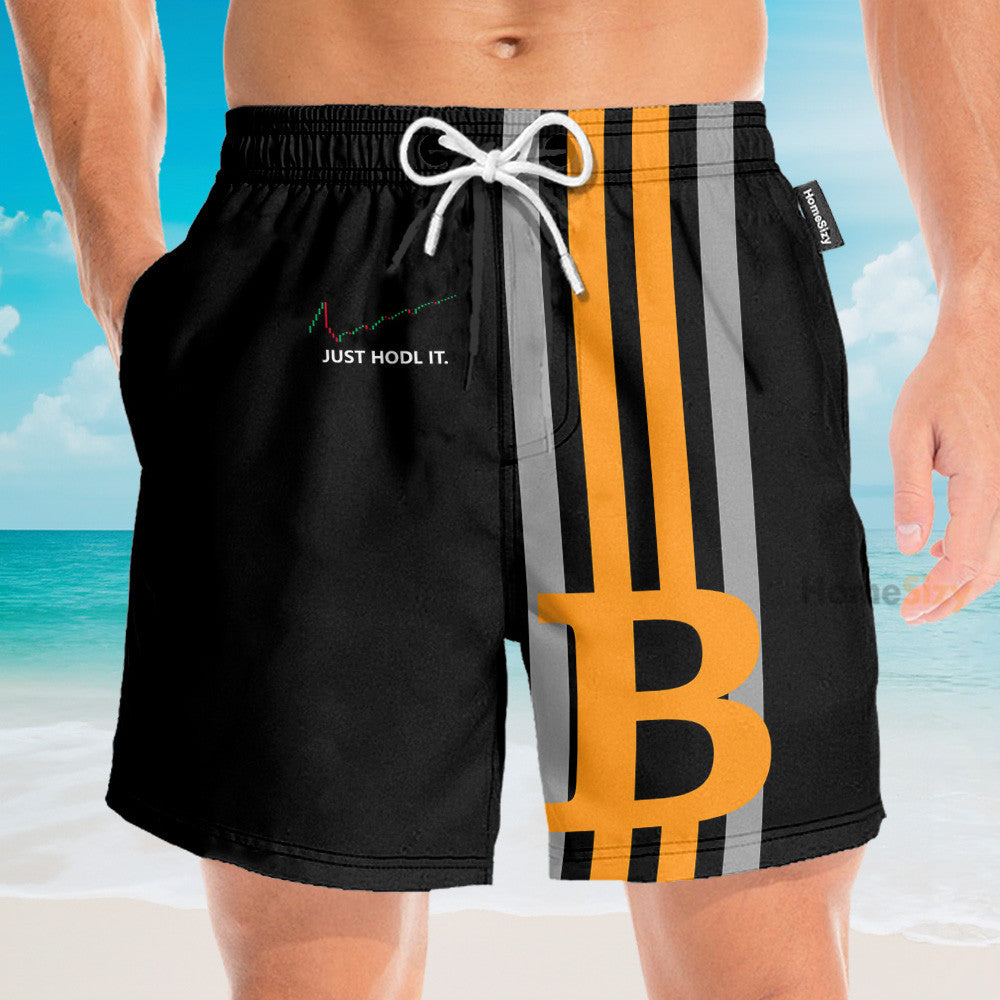 Bitcoin Just Hold It Men's Button's Up Shirts - Hawaiian Shirt & Beach Shorts