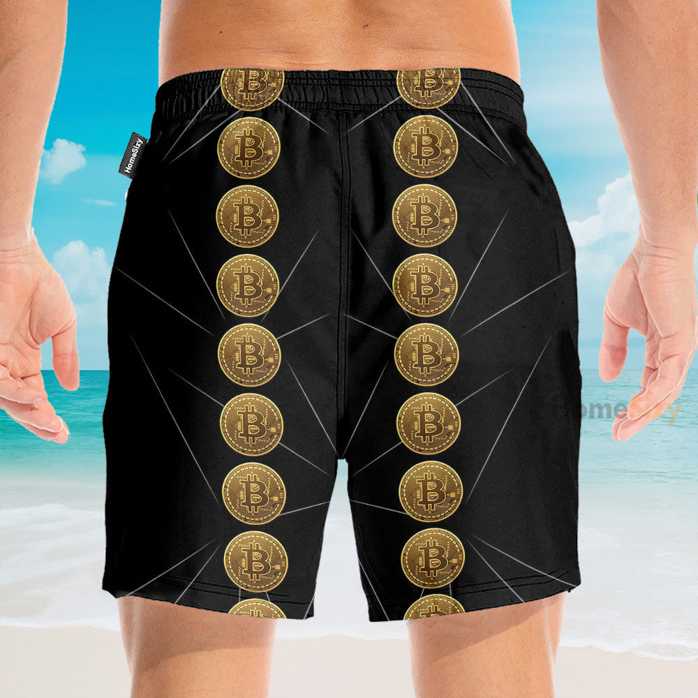 Luxury Golden Bitcoin Men's Button's Up Shirts - Hawaiian Shirt & Beach Shorts