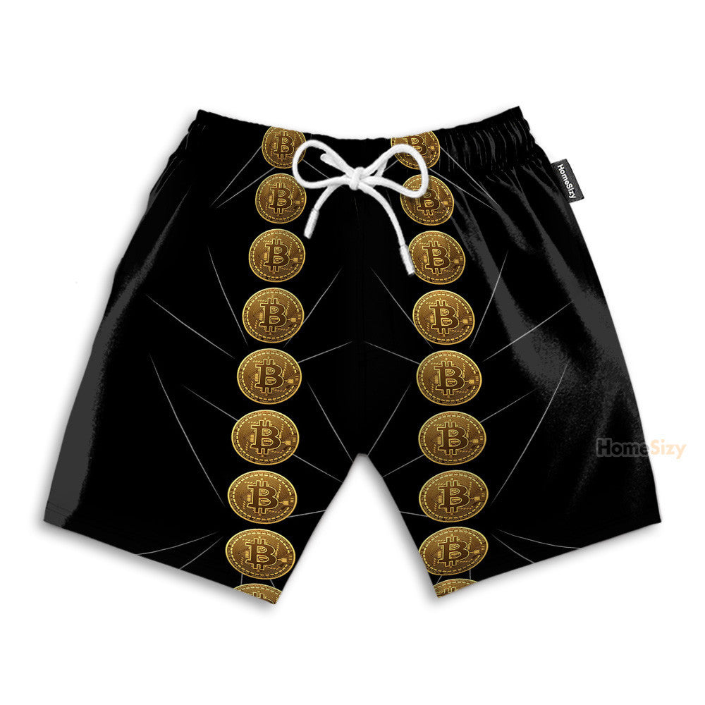 Luxury Golden Bitcoin Men's Button's Up Shirts - Hawaiian Shirt & Beach Shorts