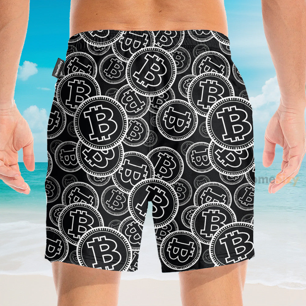 Digital Bitcoin Crypto Men's Button's Up Shirts - Hawaiian Shirt & Beach Shorts