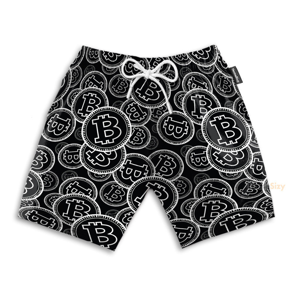 Digital Bitcoin Crypto Men's Button's Up Shirts - Hawaiian Shirt & Beach Shorts