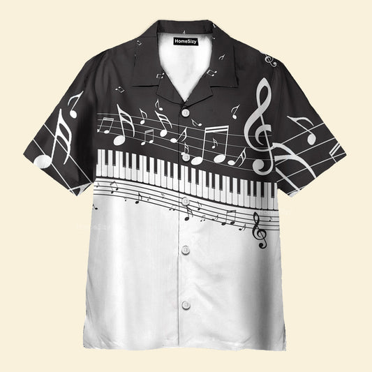 Piano And Music Notes Pattern - Hawaiian Shirt