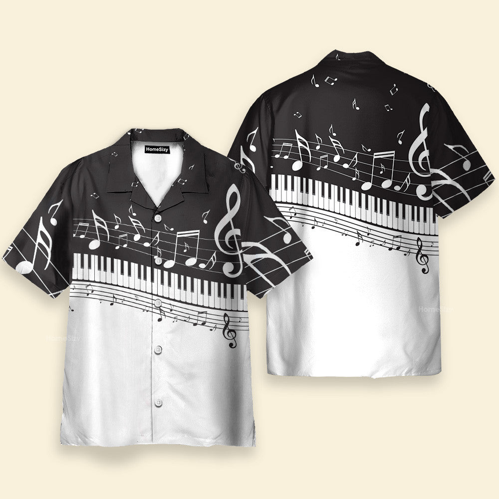 Piano And Music Notes Pattern - Hawaiian Shirt