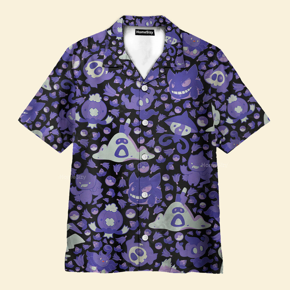 Ghost Purple PoMo Seamless Pattern - Hawaiian Shirt QT4120403