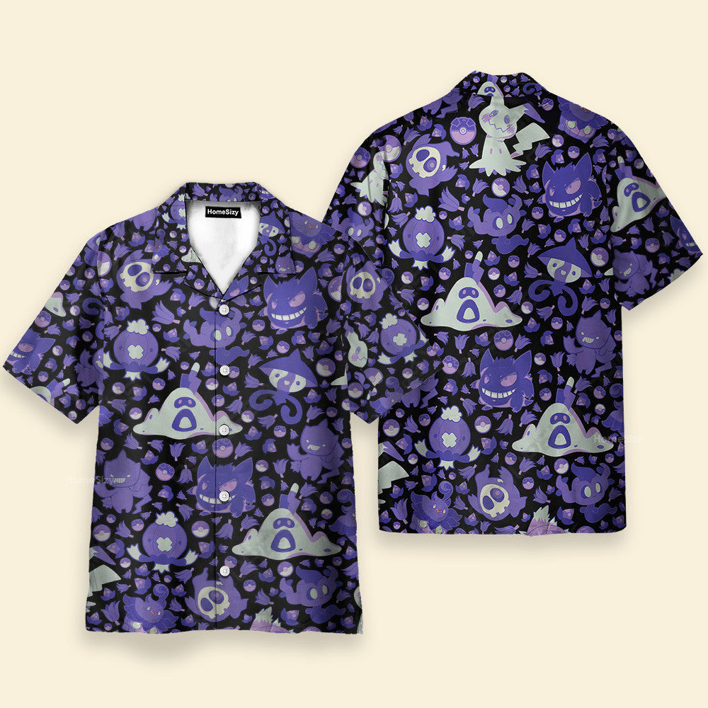 Ghost Purple PoMo Seamless Pattern - Hawaiian Shirt QT4120403