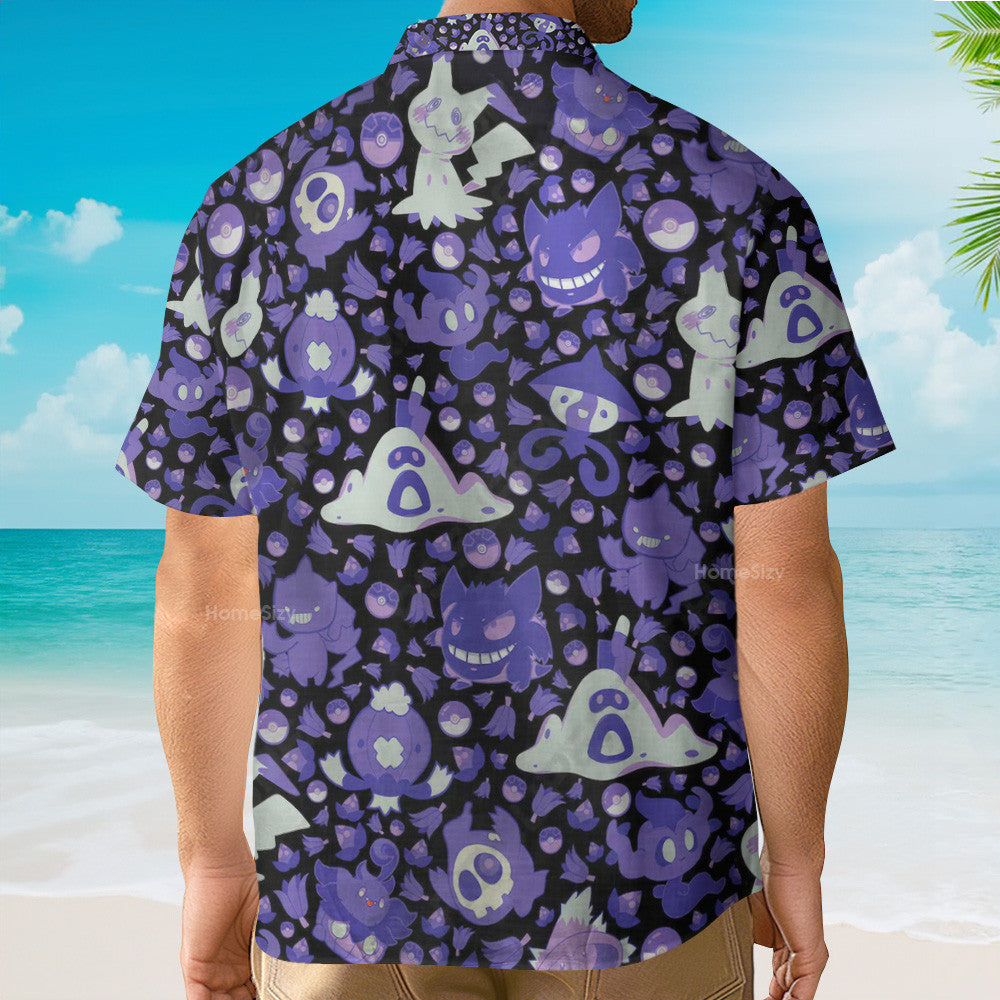 Ghost Purple PoMo Seamless Pattern - Hawaiian Shirt QT4120403