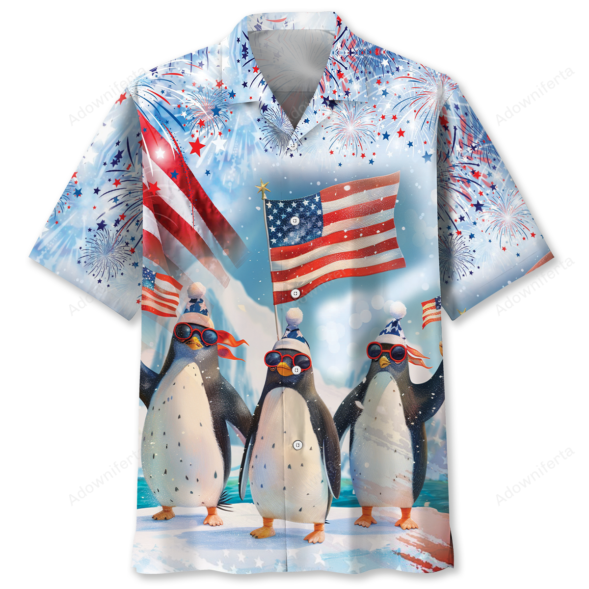 Funny Hawaiian Shirt 4Th Of July, Penguins Hawaiian Shirt Independence Day, Penguin Lover Gifts