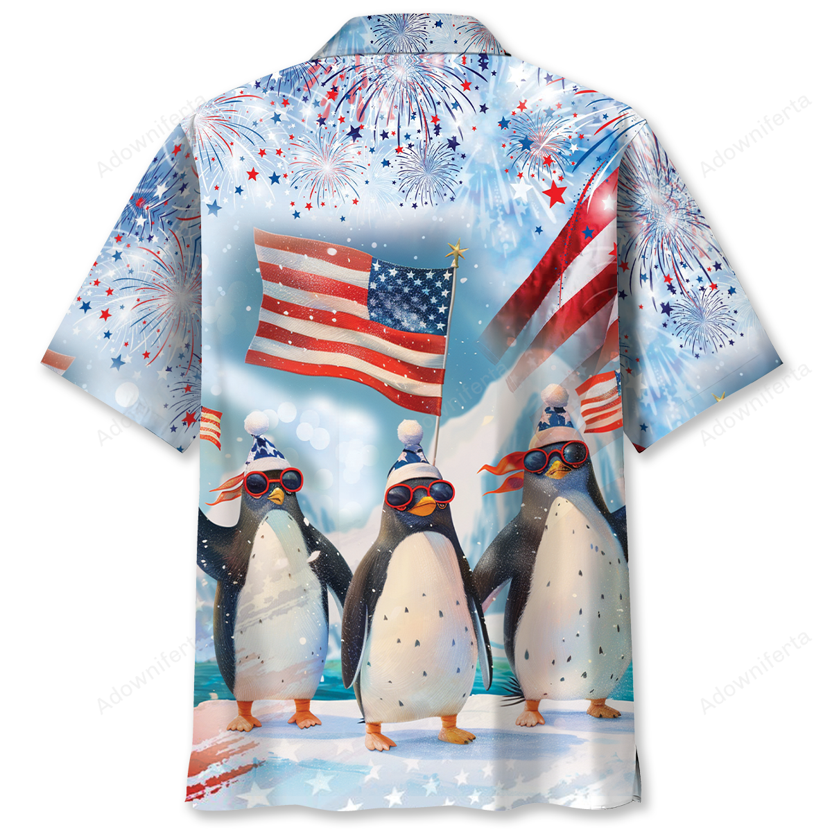 Funny Hawaiian Shirt 4Th Of July, Penguins Hawaiian Shirt Independence Day, Penguin Lover Gifts