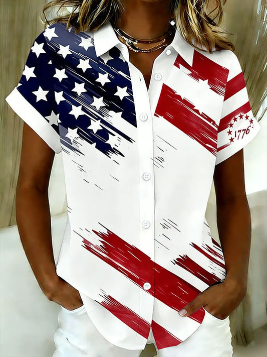 America 250th Anniversary Hawaiian Shirt USA Flag WoMen's Patriotic Shirts Gifts For Mom - Tazila