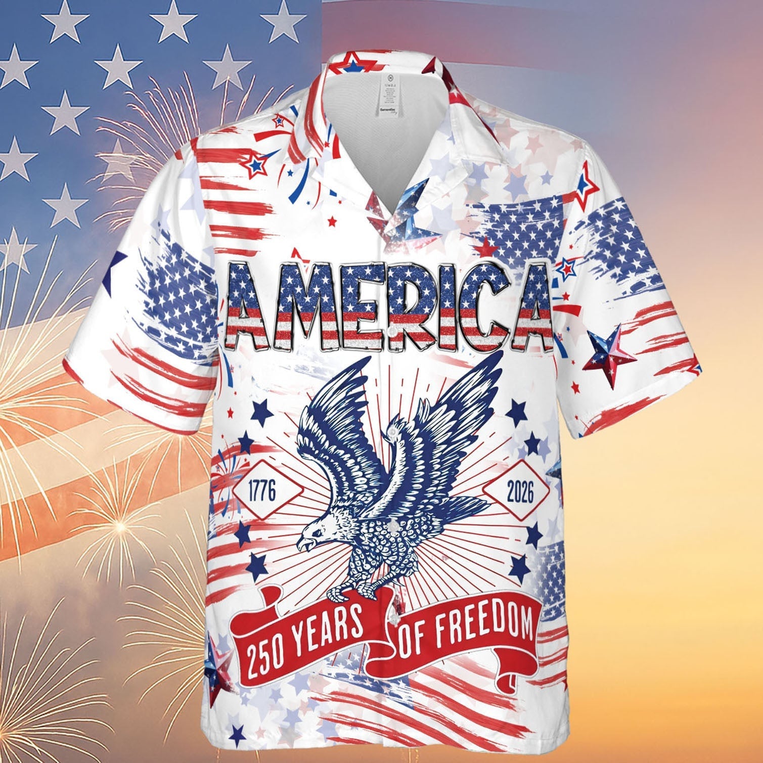250 Years Of Freedom Hawaiian Shirt Happy 250th Birthday Usa Patriotic 4th Of July Tee America 250th - Tazila