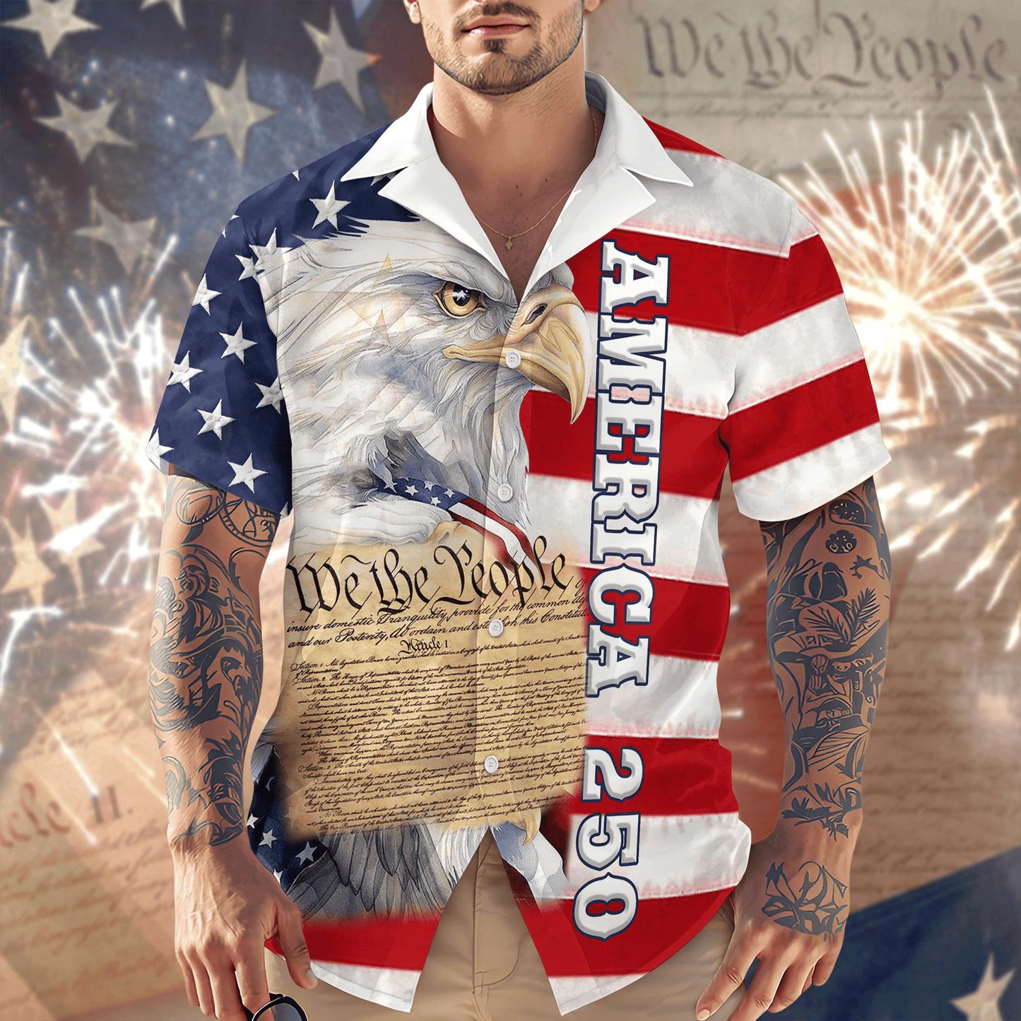 Eagle America Independence Day Cool Hawaiian Shirt America 250 Merchandise Patriotic Mothers Day Gifts - Tazila