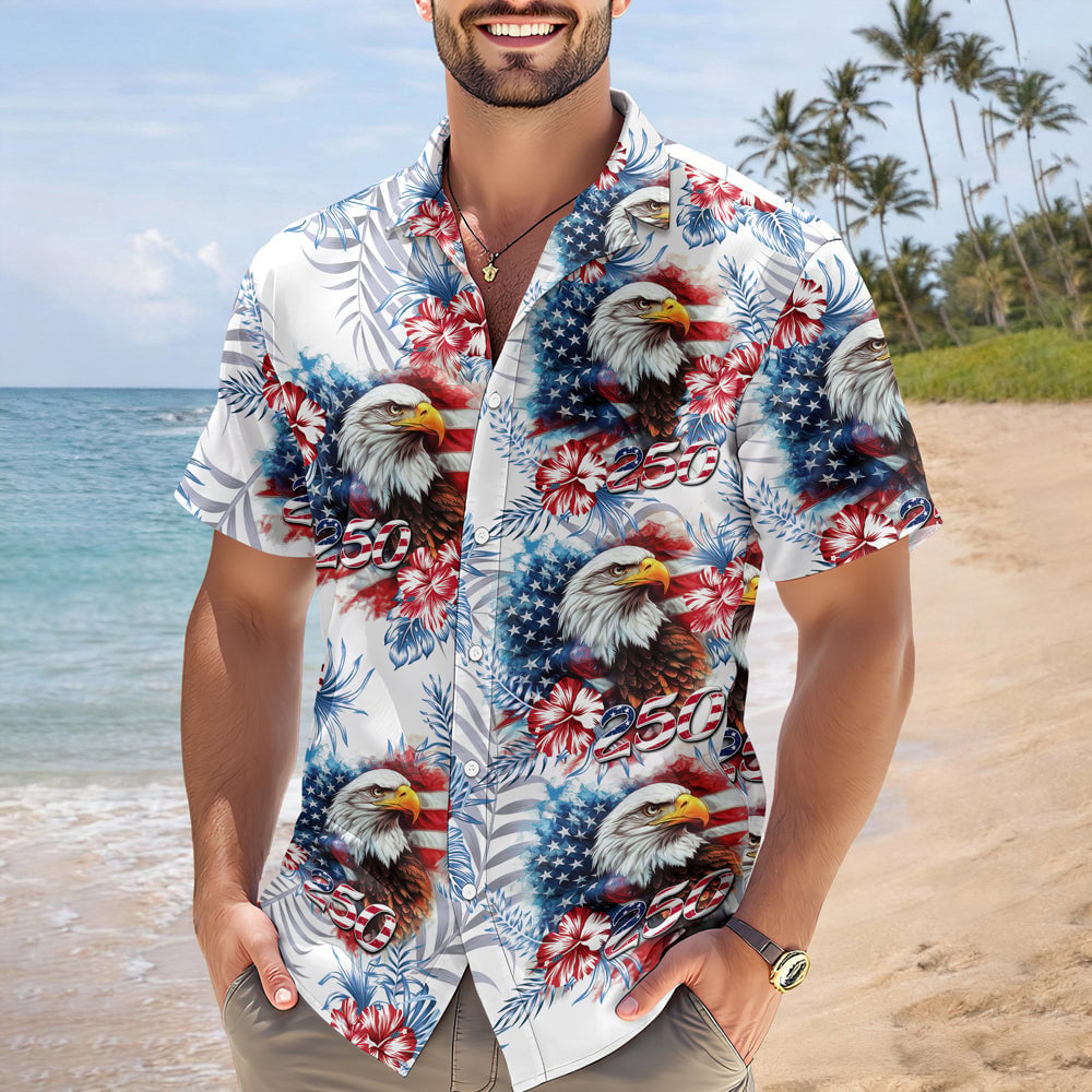 Usa 250 Anniversary Eagle 1776-2026 Patriotic Hawaii Shirt America 250 Merchandise Gifts For Patriots - Tazila