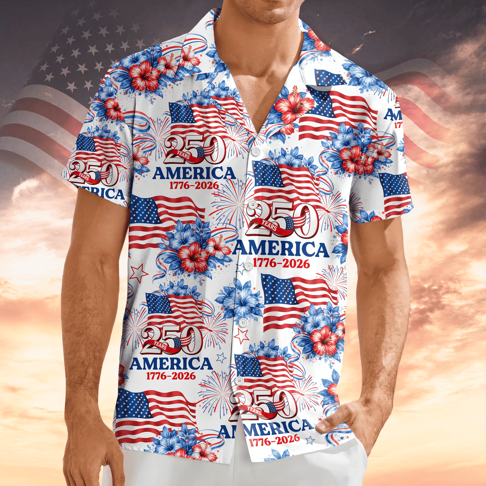 250 Years America 1776-2026 Patriotic Hawaii Shirt America 250 Merchandise Gifts For Patriotic Dad - Tazila
