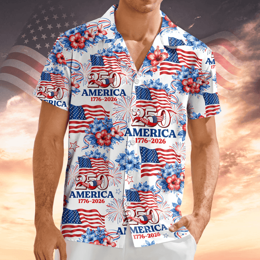 250 Years America 1776-2026 Patriotic Hawaii Shirt America 250 Merchandise Gifts For Patriotic Dad - Tazila