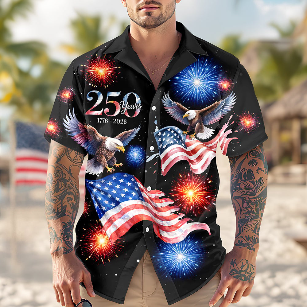 250 Years 1776 - 2026 Patriotic Eagle Hawaii Shirt America 250 Merchandise Unique Patriotic Gifts - Tazila