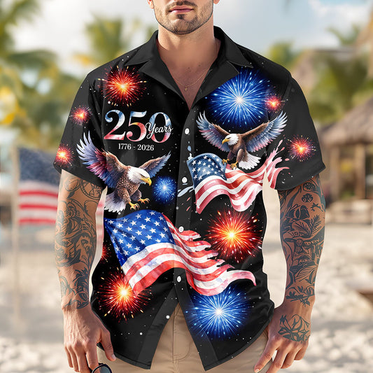 250 Years 1776 - 2026 Patriotic Eagle Hawaii Shirt America 250 Merchandise Unique Patriotic Gifts - Tazila