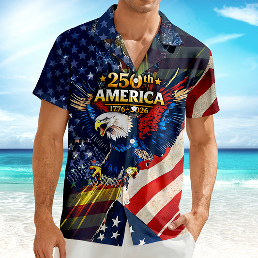 Patriotic 250th America 1776-2026 Eagle Hawaii Shirt America 250 Merchandise Patriotic Gifts For Him - Tazila
