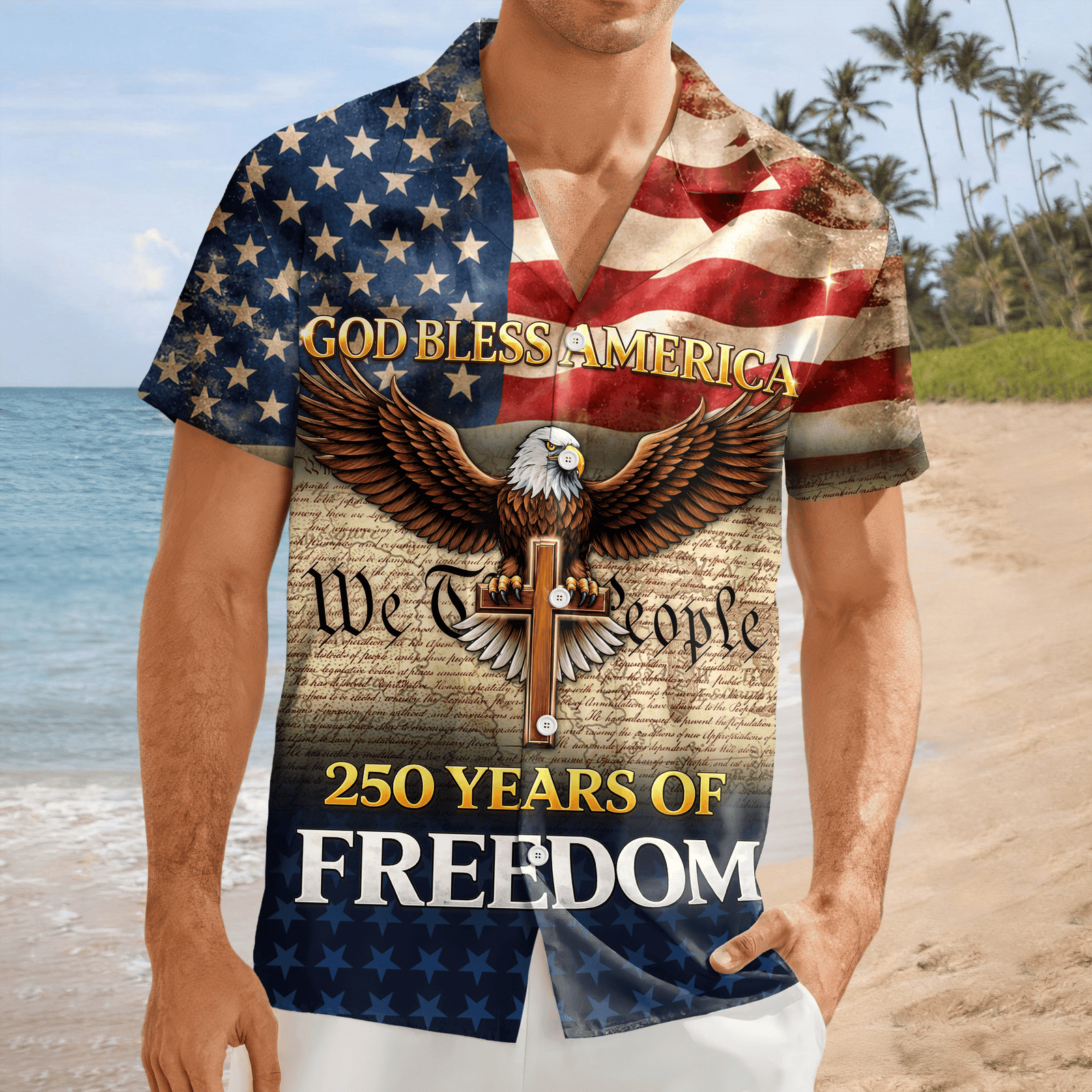 God Bless America - America 250 Years Of Freedom Hawaii Shirt America 250 Merchandise Patriotic Presents - Tazila