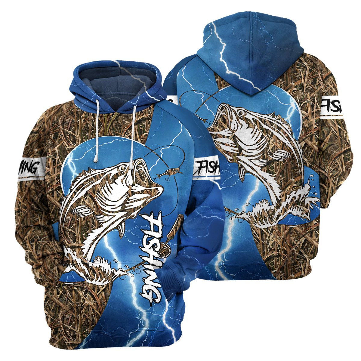 Gifury Fishing T-shirt Fishing Apparel Bass Fish Fishing Blue Grass T-shirt Fishing Hoodie 2022