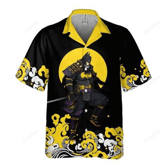 NoClaws Batman Hawaii Shirt DC Batman As Samurai Japanese Style Hawaiian Shirt Black Yellow Unisex