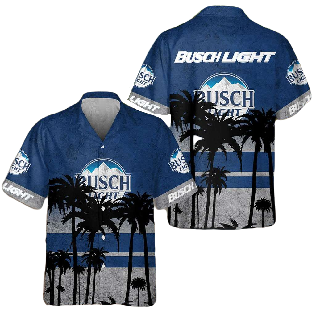 NoClaws Busch Light Hawaii Shirt Coconut Tree Busch Light Aloha Shirt Blue Gray Unisex Adults New Release