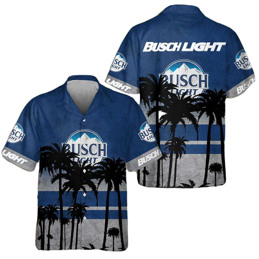 NoClaws Busch Light Hawaii Shirt Coconut Tree Busch Light Aloha Shirt Blue Gray Unisex Adults New Release
