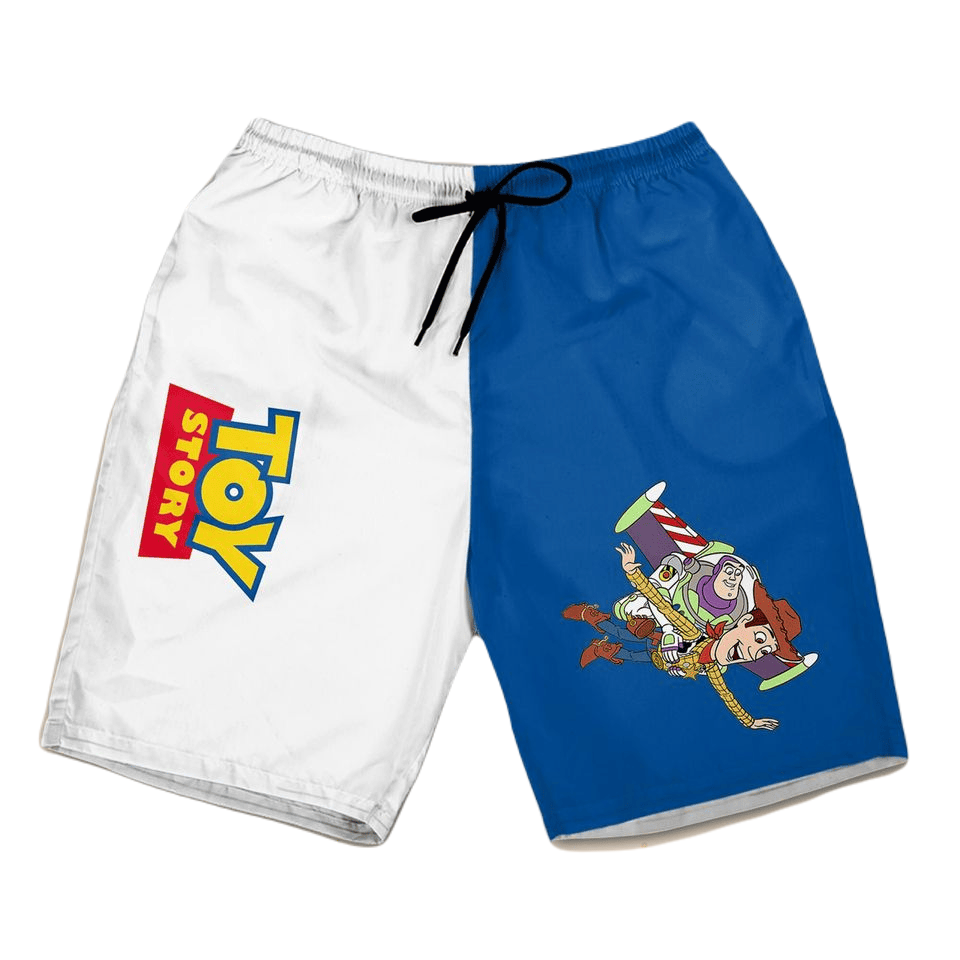 Toy Story Shorts Toy Story Buzz Lightyear and Sheriff Woody Beach Shorts Blue White