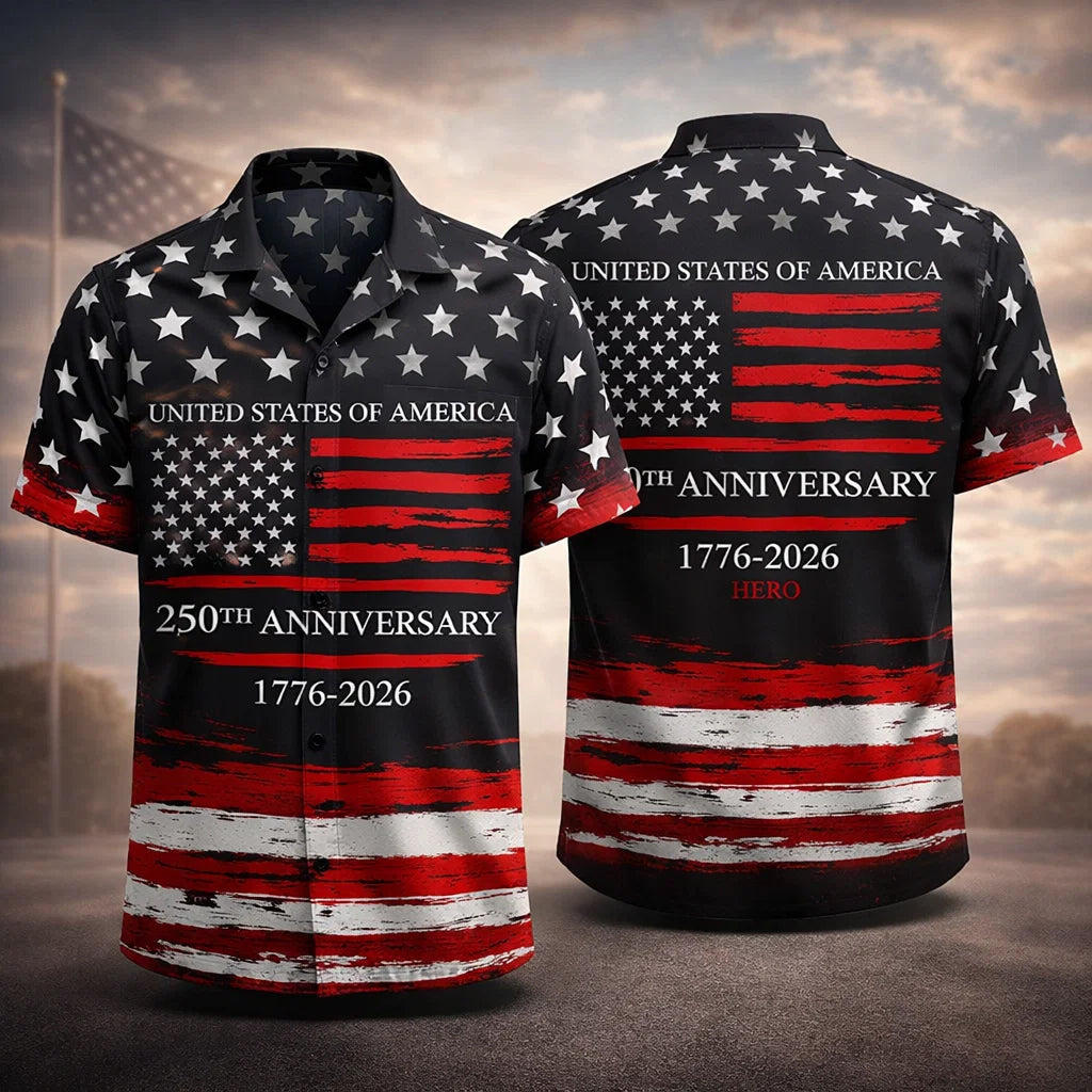 USA 250th Anniversary Hawaiian Shirt American Flag 1776-2026 Patriotic Hero