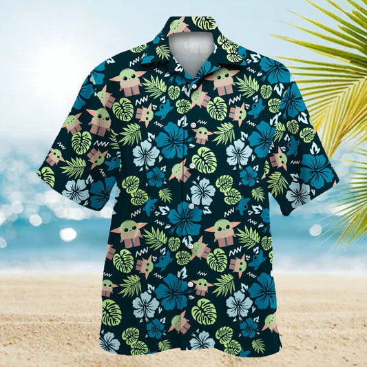 Stwa Grogu Baby Yoda Tropical Leaves Hawaiian Shirt