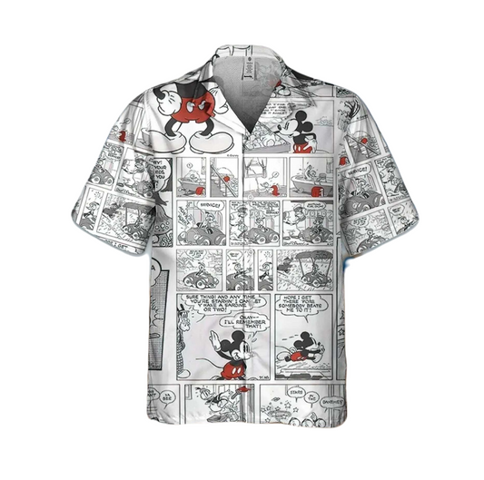 NoClaws MM Hawaii Shirt Disney Retro Comic MM Pattern Hawaiian Shirt White Unisex