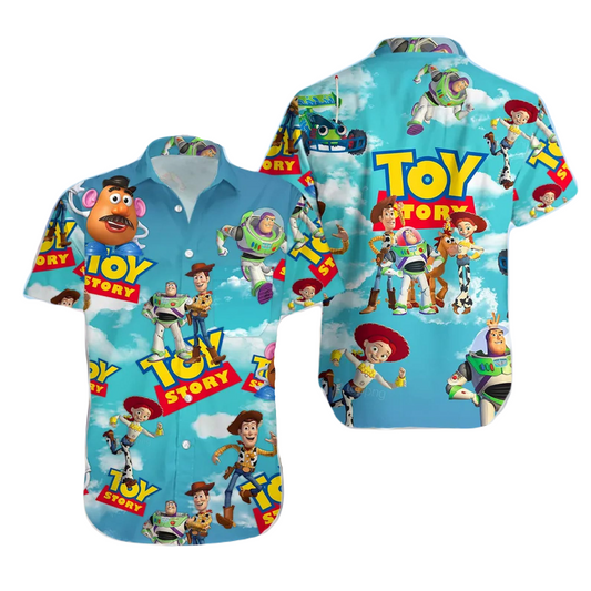 Toy Story Hawaii Shirt Disney Toy Story Characters On The Cloud Hawaiian Shirt Blue Unisex