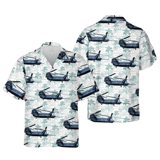 NoClaws Veteran Hawaii Shirt Army Helicopter Palm Tree Pattern Hawaiian Shirt Blue Green Unisex