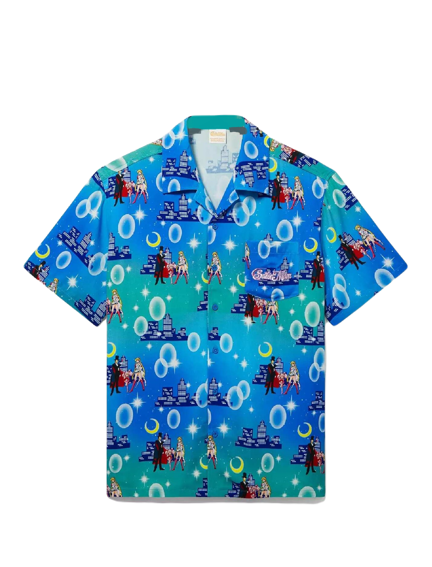 NoClaws NoClaws Sailor Moon Hawaii Shirt Guardian Sailor Moon Nighttime Hawaiian Shirt Blue Unisex