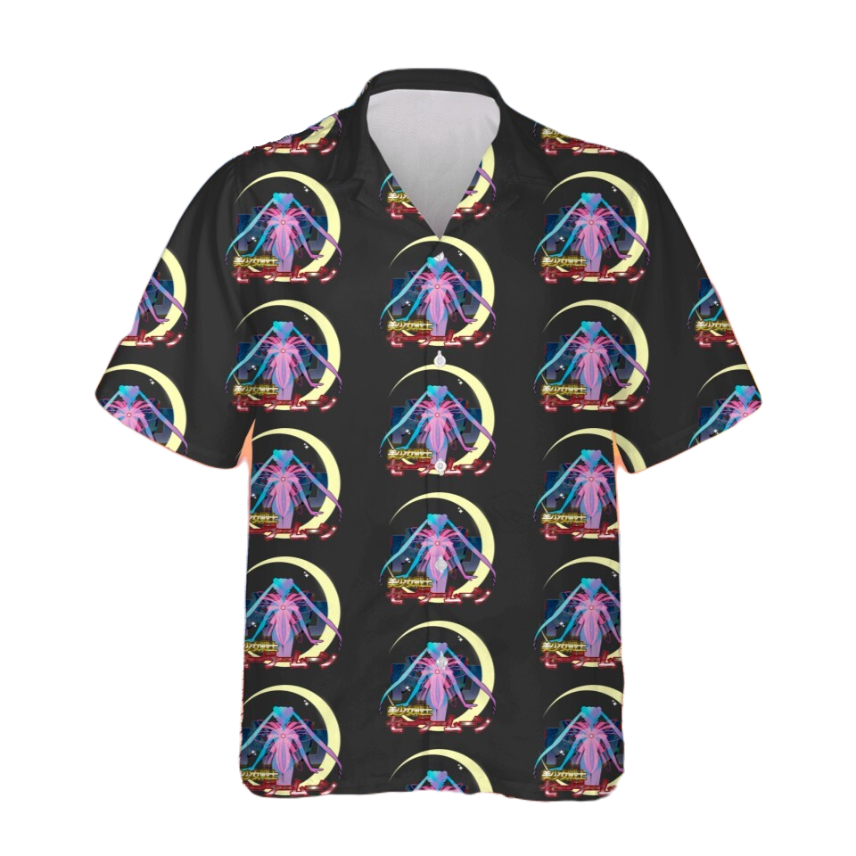 NoClaws NoClaws Sailor Moon Hawaii Shirt Moon Prism Power Pattern Hawaiian Shirt Black Unisex