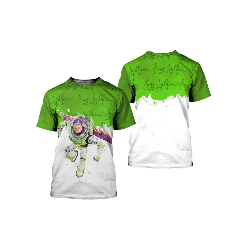 Toy Story T-shirt DN Toy Story Buzz Lightyear Watercolor T-shirt White Green Unisex