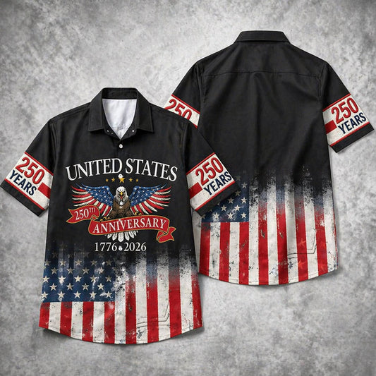USA Flag 250th Anniversary Hawaii Shirt Eagle 1776-2026 Patriotic Style