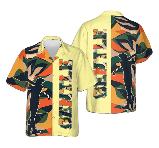 NoClaws Golf Hawaii Shirt Gentle Golfer Silhouette Graphic Hawaiian Shirt Colorful Unisex