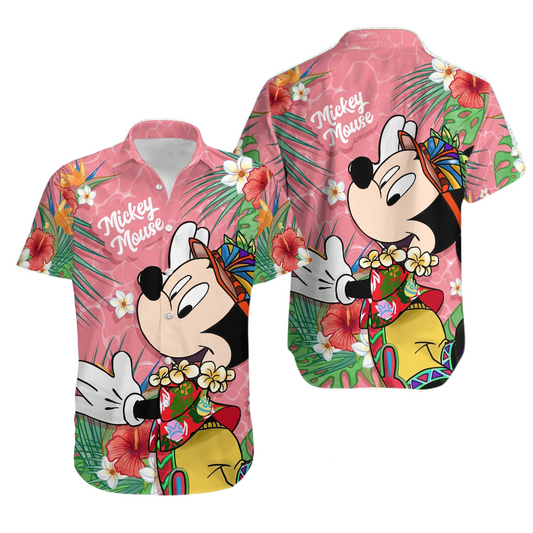 NoClaws MM Hawaii Shirt Disney MM Tropical Palm Tree Floral Pattern Hawaiian Shirt Colorful Unisex