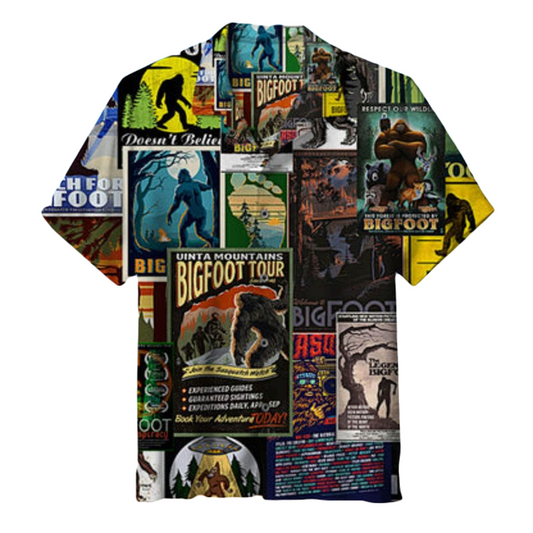 NoClaws Bigfoot Hawaii Shirt Vintage Bigfoot Poster Pattern Hawaiian Shirt Colorful Unisex