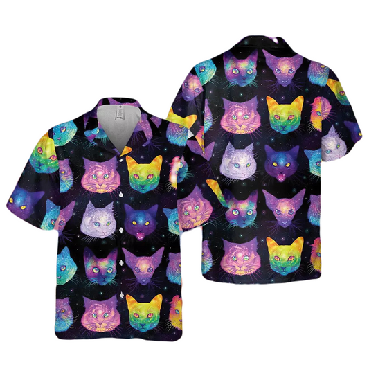 NoClaws Cat Hawaii Shirt All Types Of Neon Cat Pattern Hawaiian Shirt Colorful Unisex