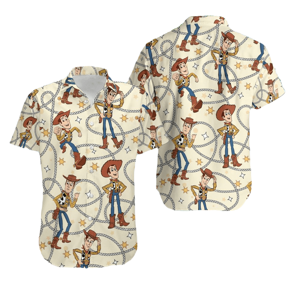 Toy Story Hawaii Shirt Disney Toy Story Woody Rope Pattern Hawaiian Shirt Yellow Unisex