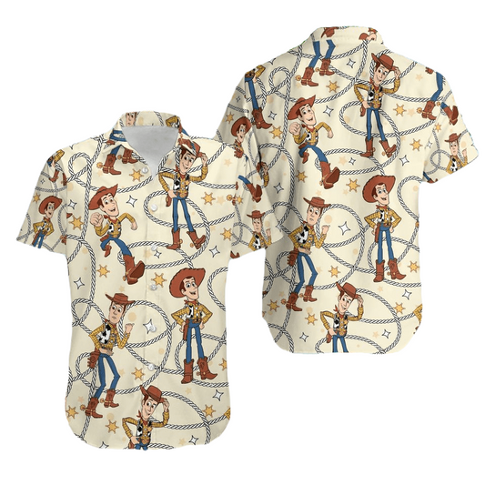 Toy Story Hawaii Shirt Disney Toy Story Woody Rope Pattern Hawaiian Shirt Yellow Unisex