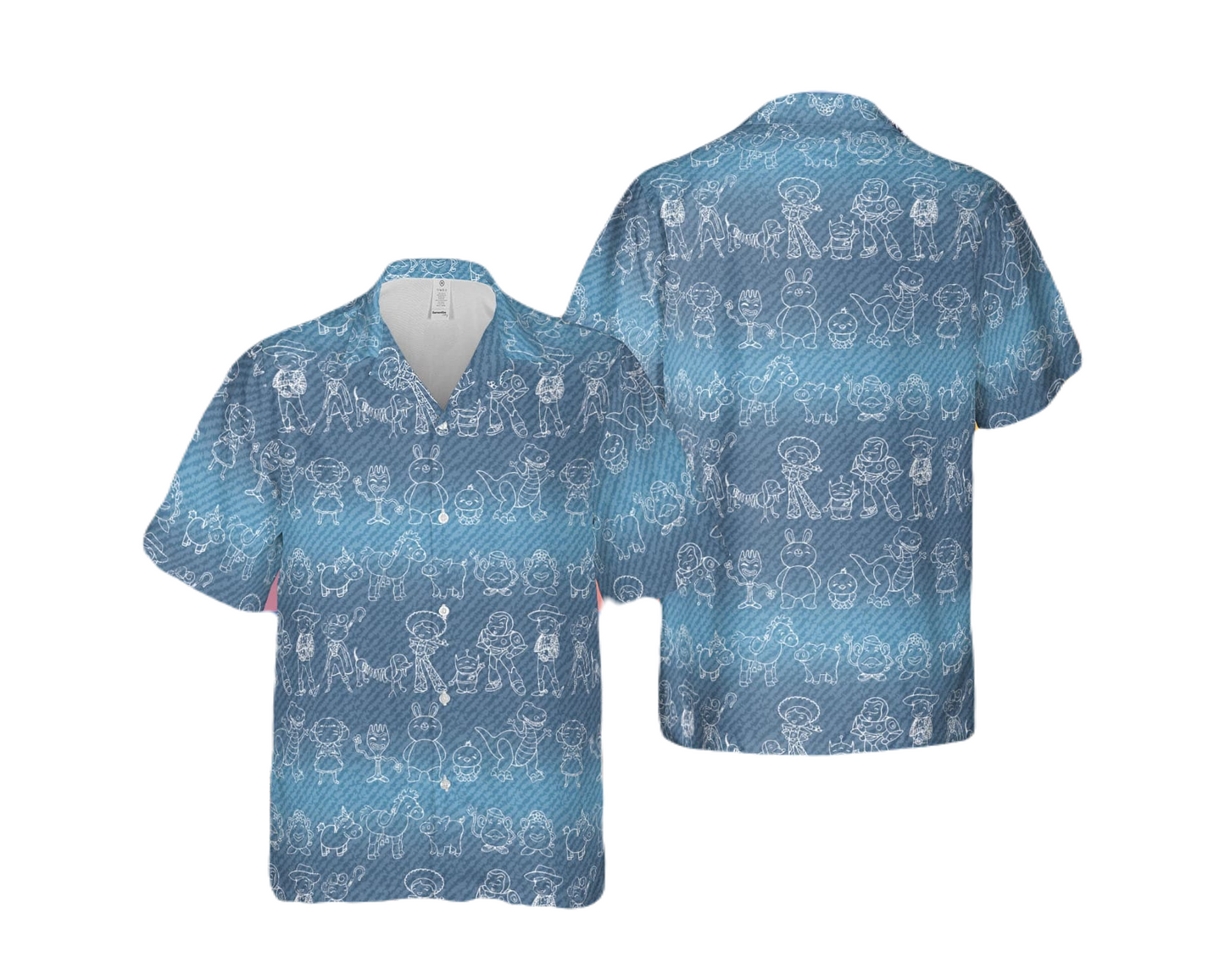 Toy Story Hawaii Shirt Disney Toy Story Characters Sketch Pattern Hawaiian Shirt Blue Unisex