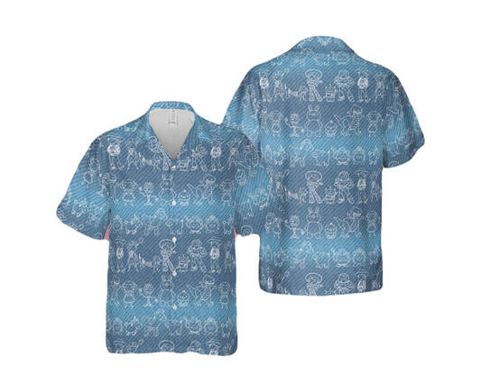 Toy Story Hawaii Shirt Disney Toy Story Characters Sketch Pattern Hawaiian Shirt Blue Unisex