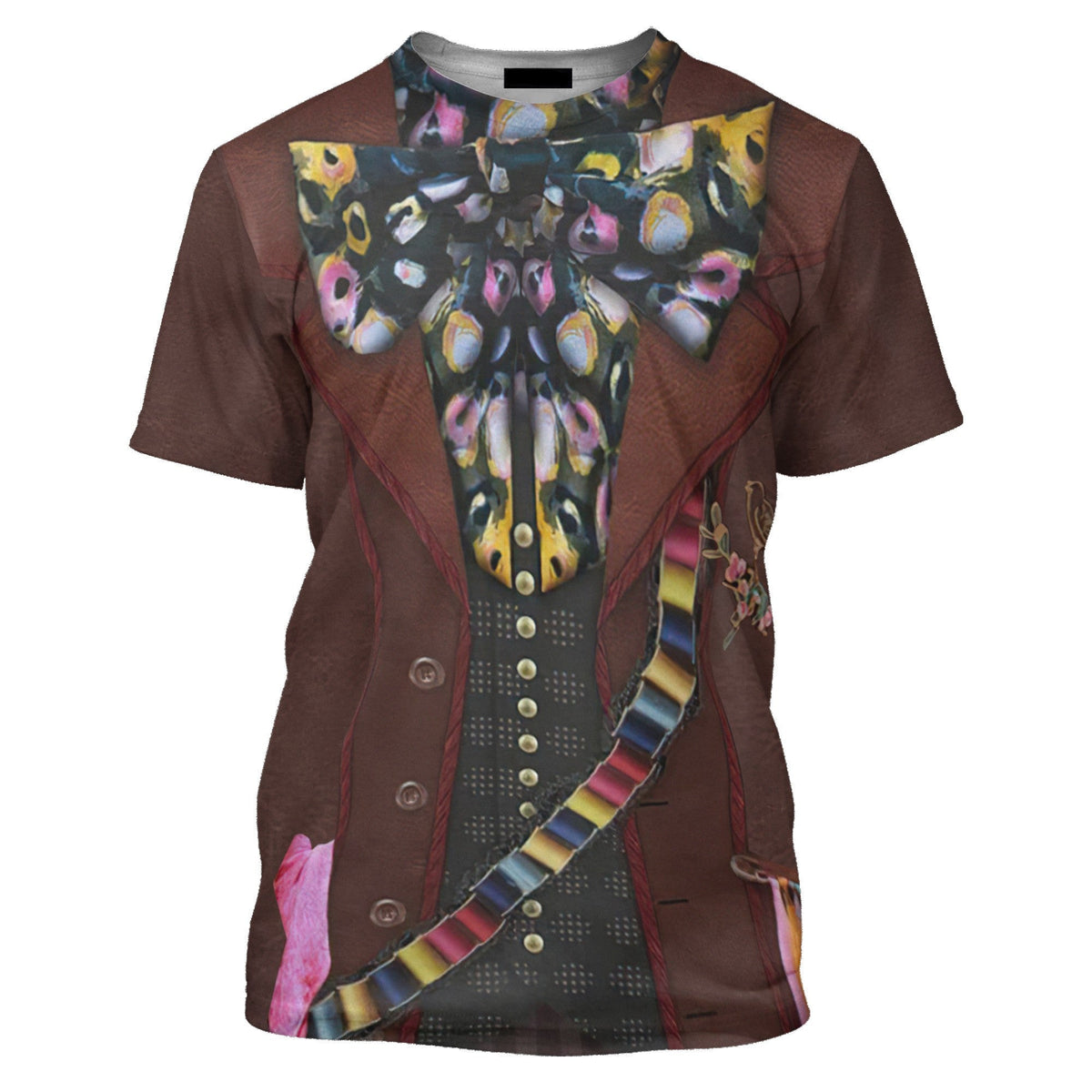 DN T-shirt Mad Hatter Live Action Alice In Wonderland Costume T-shirt Brown Unisex Adults New Release