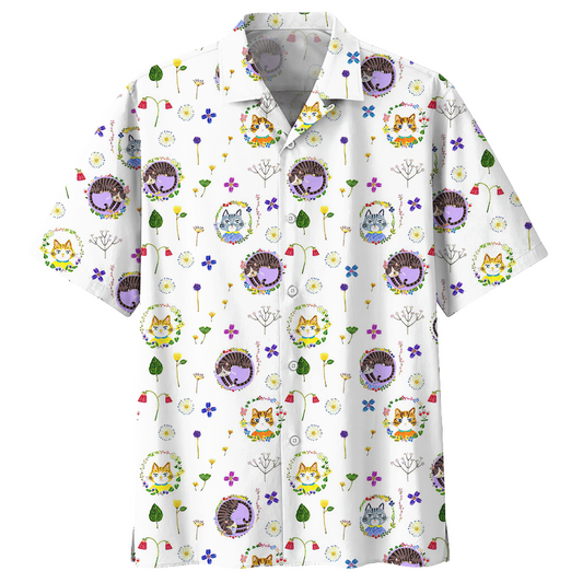 NoClaws Cat Hawaii Shirt Cat With Flower Wreath Pattern Hawaiian Shirt Colorful Unisex