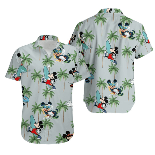NoClaws MM Hawaii Shirt Disney MM With Surfboard Sunglasses Pattern Hawaiian Shirt Gray Unisex